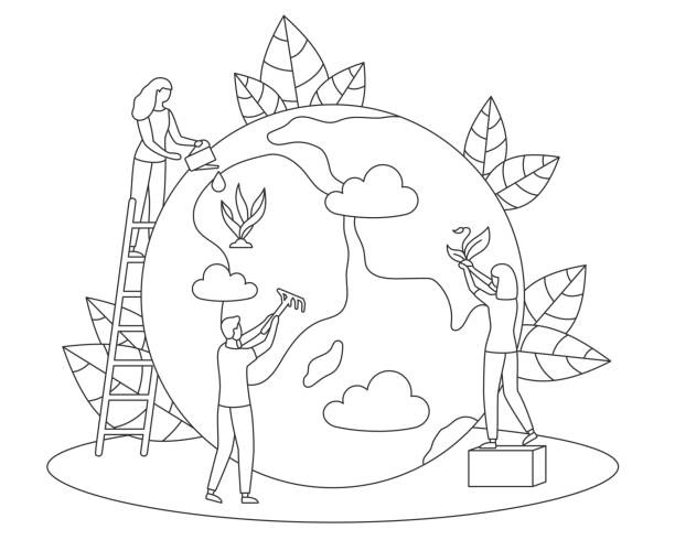 Online coloring book: People care about the planet coloring page